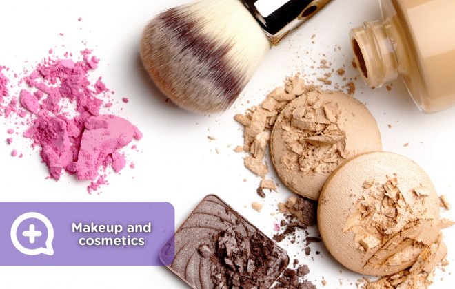 Cosmetics, makeup, foundation, brushes, allergy, expiration, dermatology.