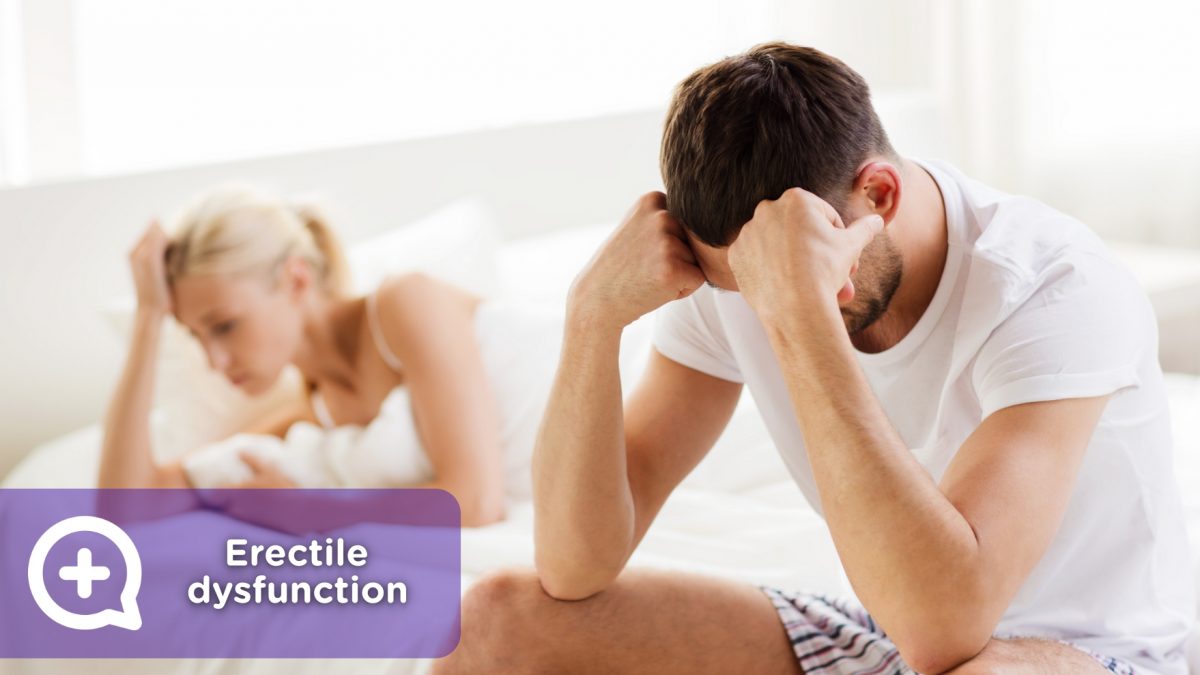 Couple in bed after having erectile dysfunction, limp dick or impotence.