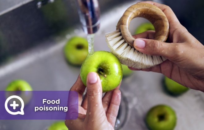 Food poisoning. Wash fruits and vegetables well before eating them.