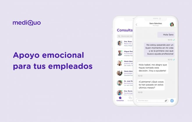 Apoyo emocional empleados. Beneficio para trabajadores. MediQuo. Salud mental