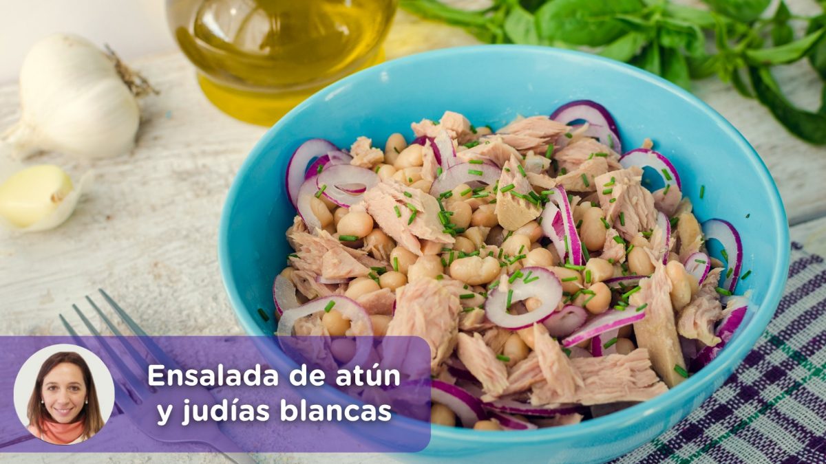 Receta, ensalada de atún y judías blancas. Cristina Romagosa, nutricionista. MediQuo, Tu amigo médico. Chat médico.