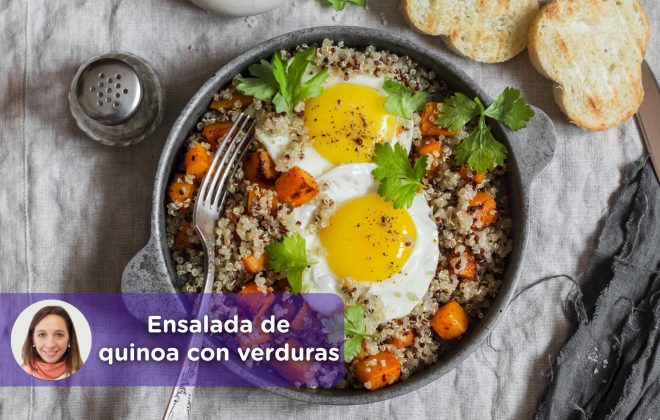 Receta ensalada de quinoa con verduras. Mediquo, nutrición. Recetas. Cristina Romagosa.