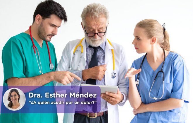 Acudir por dolor, médico de cabecera, especialistas, clínica del dolor. Mediquo, Tu amigo médico. Chat médico. Esther Méndez.