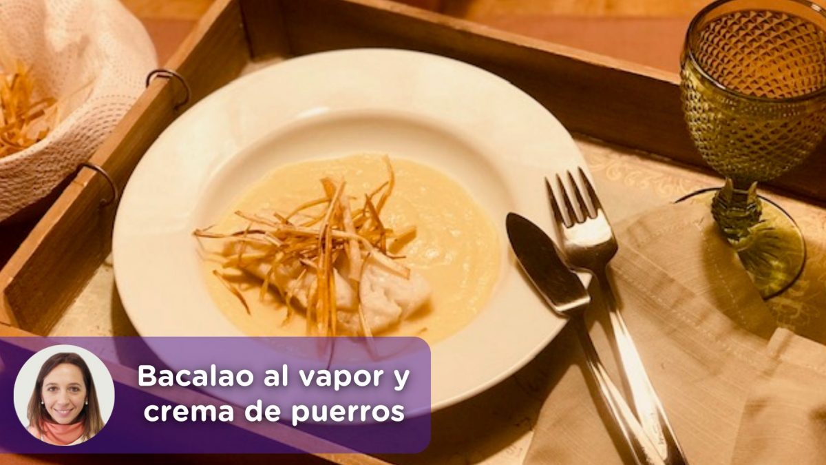 Receta de bacalao al vapor con crema de puerros. Alimentación. Salud. Mediquo. Recetas.