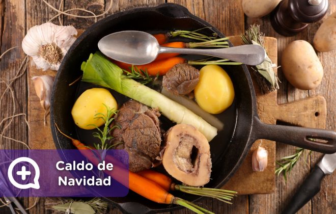 Receta para preparar el caldo con carne y verduras para navidad. Recetas fáciles. Mediquo