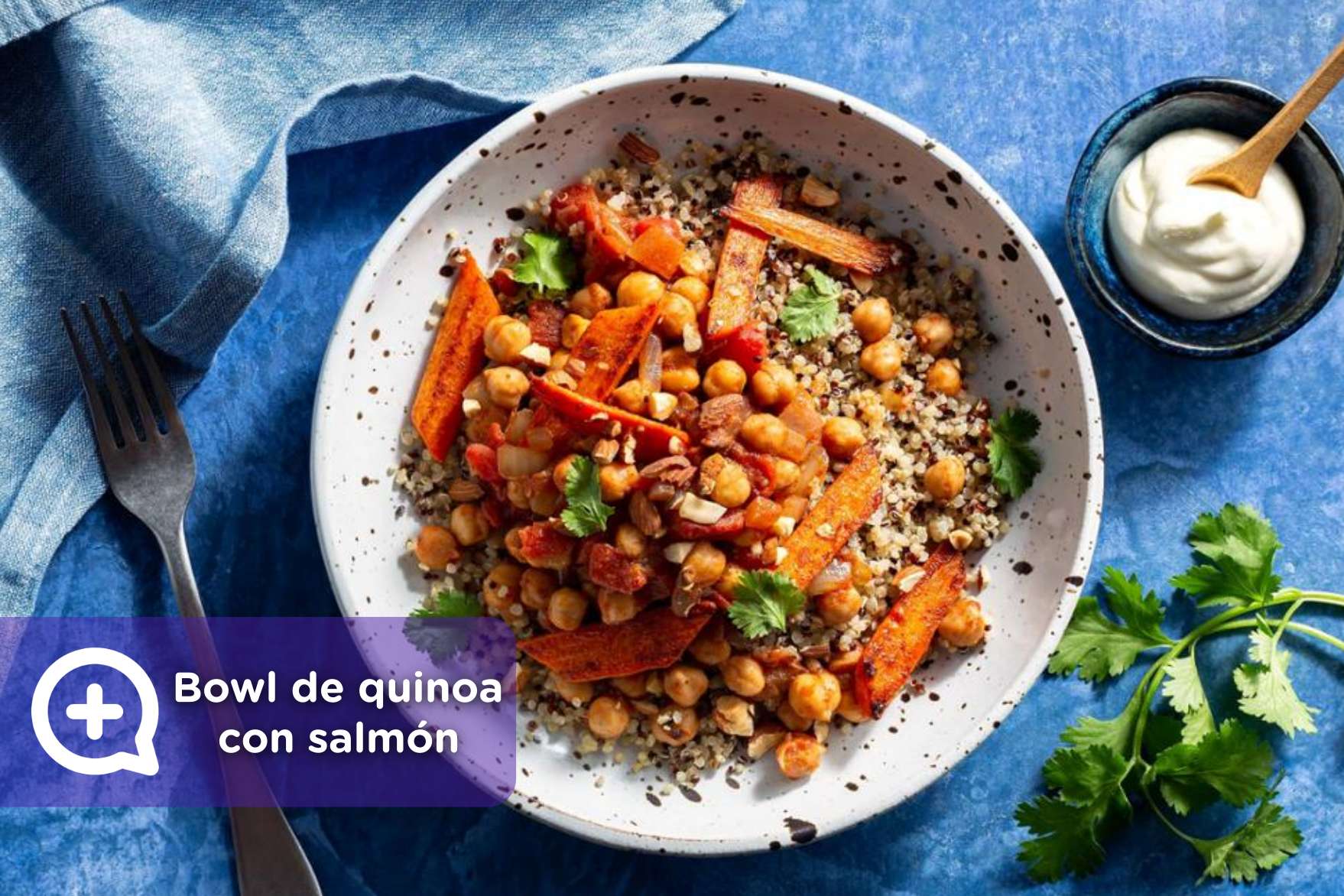 Receta Bowl de quinoa y garbanzos con salmón mediQuo