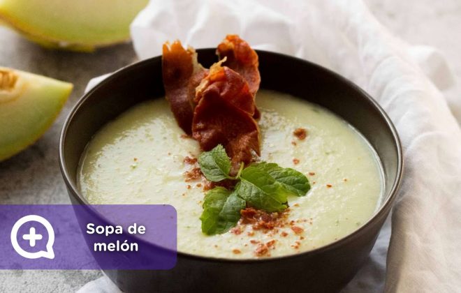 sopa fría de melón con virutas de jamón. MediQuo, Recetas, recetas fáciles. Salud, nutrición.