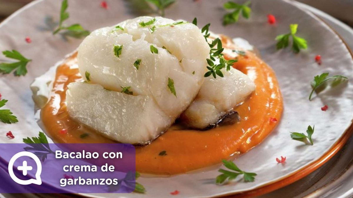 Bacalao con crema de garbanzos. Mediquo, recetas fáciles, recetas sanas, bajo en grasa, vida saludable.