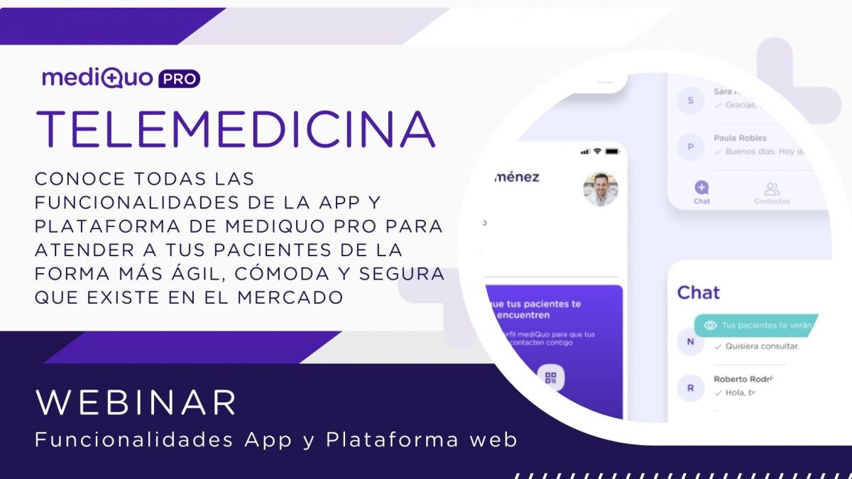 MediQuo PRO webinar. Telemedicina. App. SAAS. Plataforma web. MediQuo PRO web