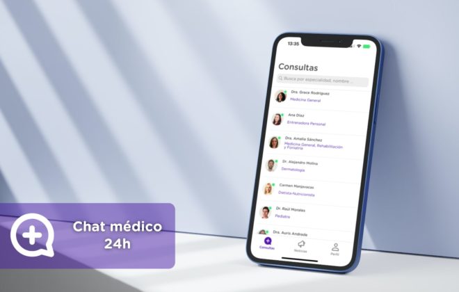 MediQuo. Chat médico 24 horas. Hospital Digital que te acompaña en vacaciones. Incluye servicio de receta médica electrónica.