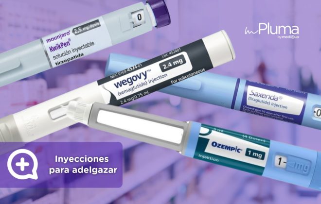 Inyecciones para adelgazar. Médicos para bajar de peso Método pluma. Mounjaro, Wegovy, Saxenda, Ozempic. Clínica Pérdida de peso. Consulta online. MediQuo. Liraglutida, semaglutida, tirzepatida.