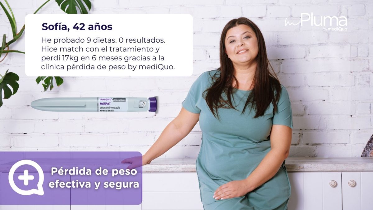 Método pluma Pérdida de peso efectiva y segura. El método pluma para perder peso. Te hacemos tu receta GLP-1 GIP. Mounjaro Tirzepatida y Wegovy Semaglutida. Método pluma by mediQuo. Clínica Pérdida de peso by mediQuo. Inyecciones recetadas clínica pérdida de peso. Pierde peso con el método pluma. Clínica Pérdida de peso. Consulta online. MediQuo. Liraglutida, semaglutida, tirzepatida. Ozempic, Wegovy, Saxenda, Mounjaro. Clínica Pérdida de peso by mediQuo - Método pluma