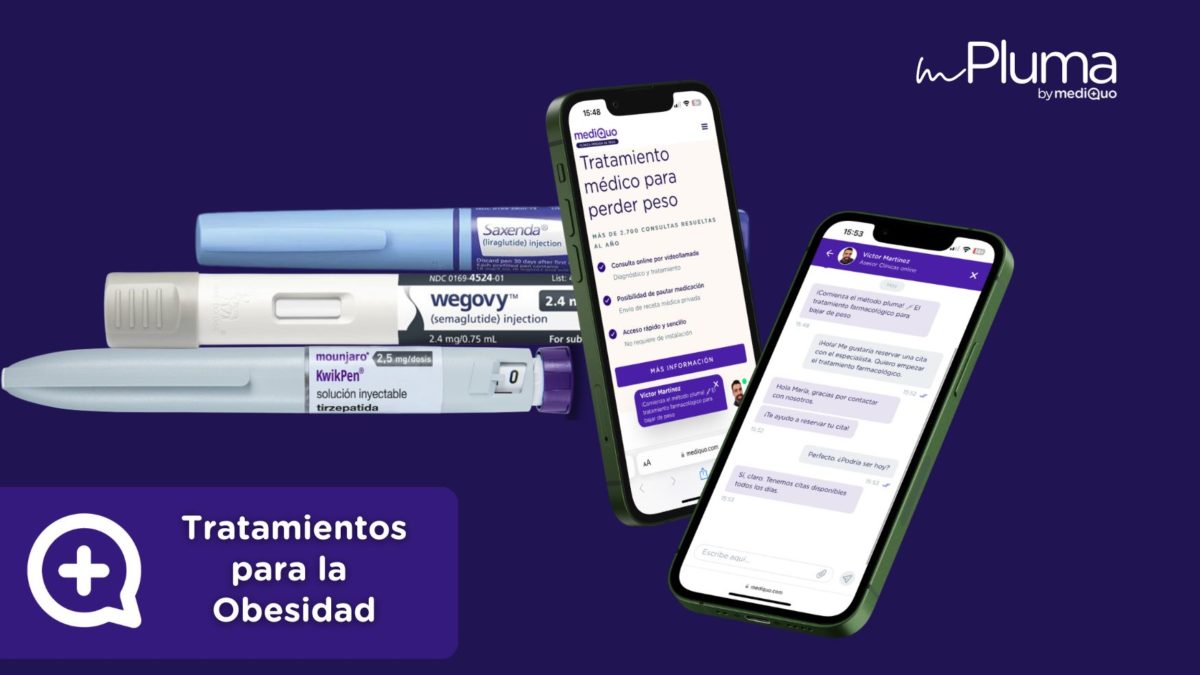 Tratamientos para la Obesidad. Médicos para bajar de peso Método pluma. Mounjaro, Wegovy, Saxenda, Ozempic. Clínica Pérdida de peso. Consulta online. MediQuo. Liraglutida, semaglutida, tirzepatida.