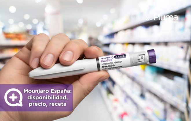 Pluma inyectable de Mounjaro (tirzepatida) utilizada para el tratamiento de la obesidad en adultos.