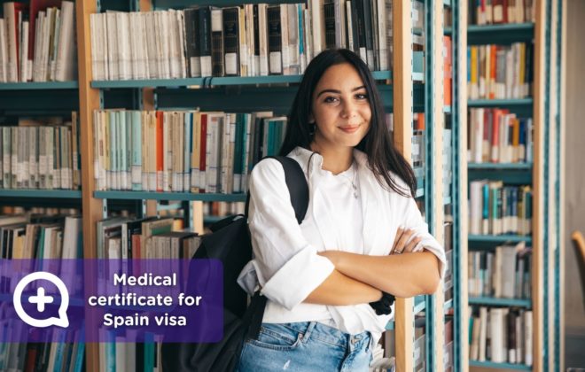 Person getting online medical certificate for Spain visa from home