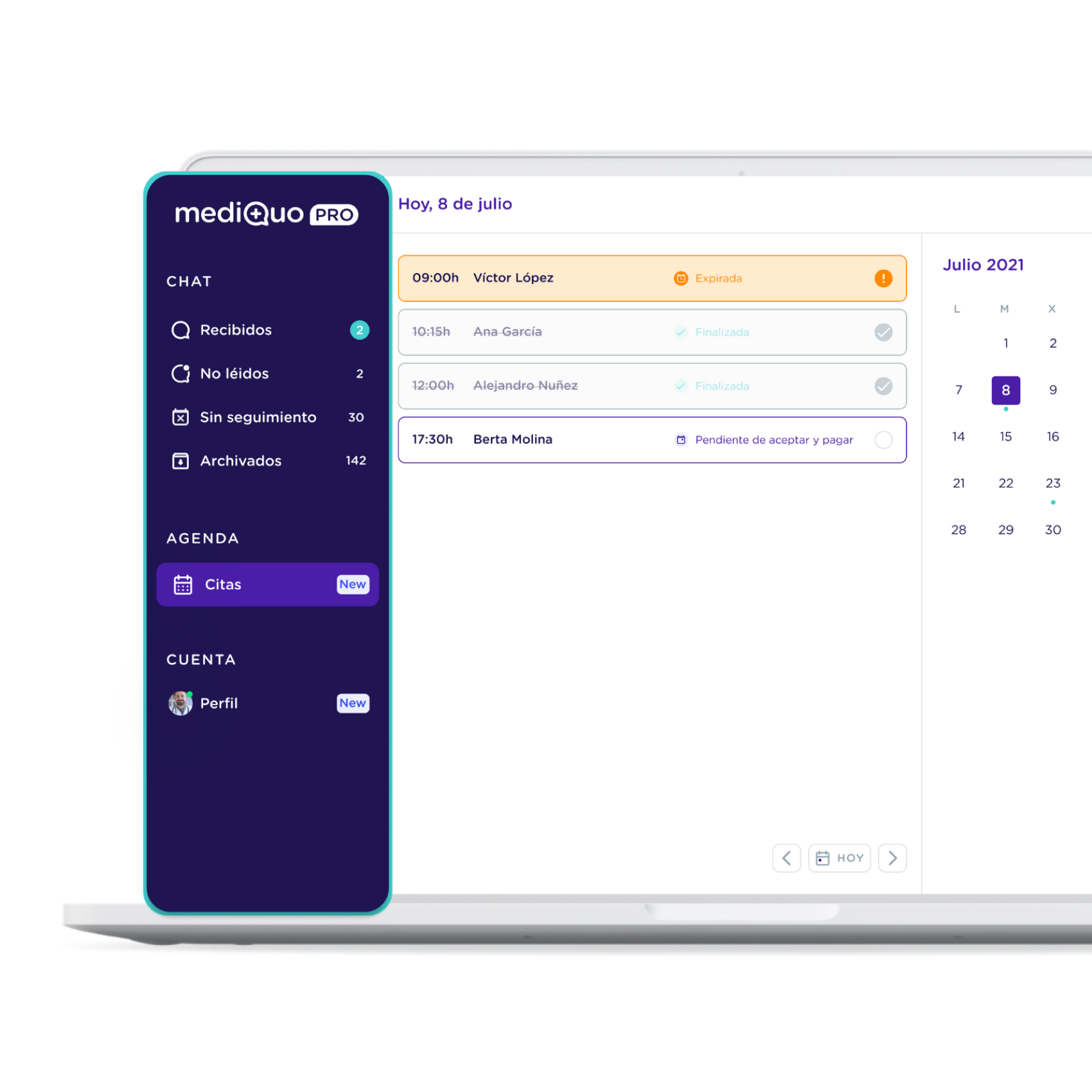 Agenda digital web console_MediQuo PRO